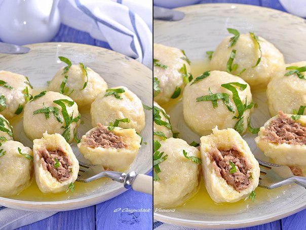 Картофельно-сырные ньокки с мясом